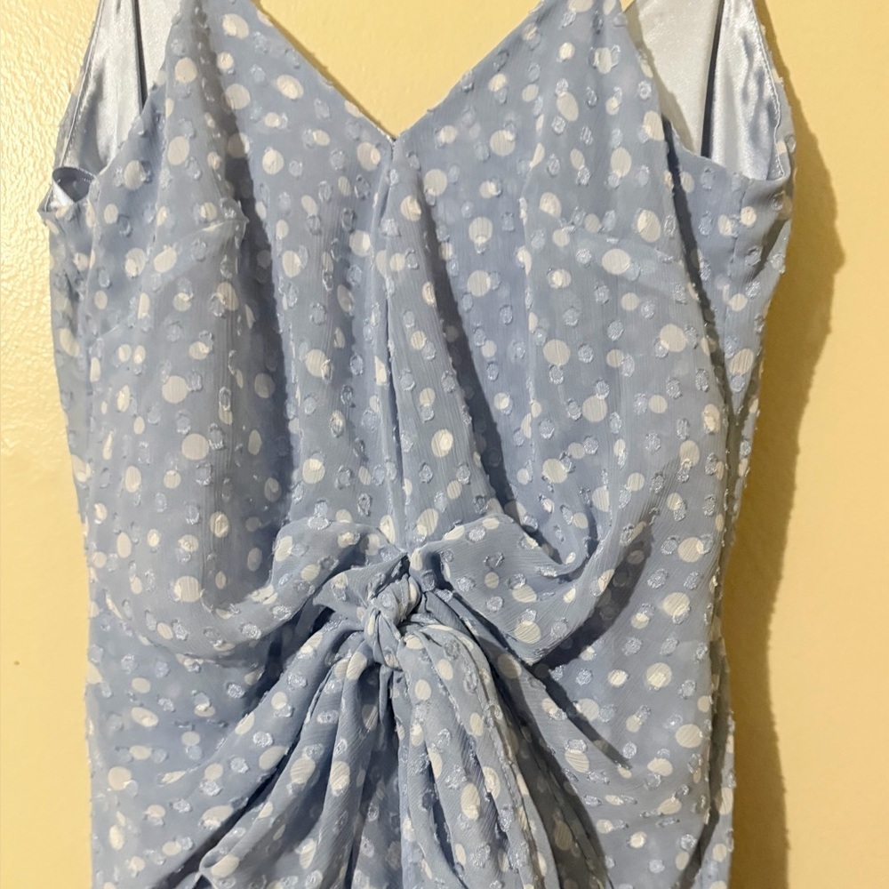 Alex Marie Sky Blue Tiered Maxi Dress with Tie Waist - Picture 4 of 11